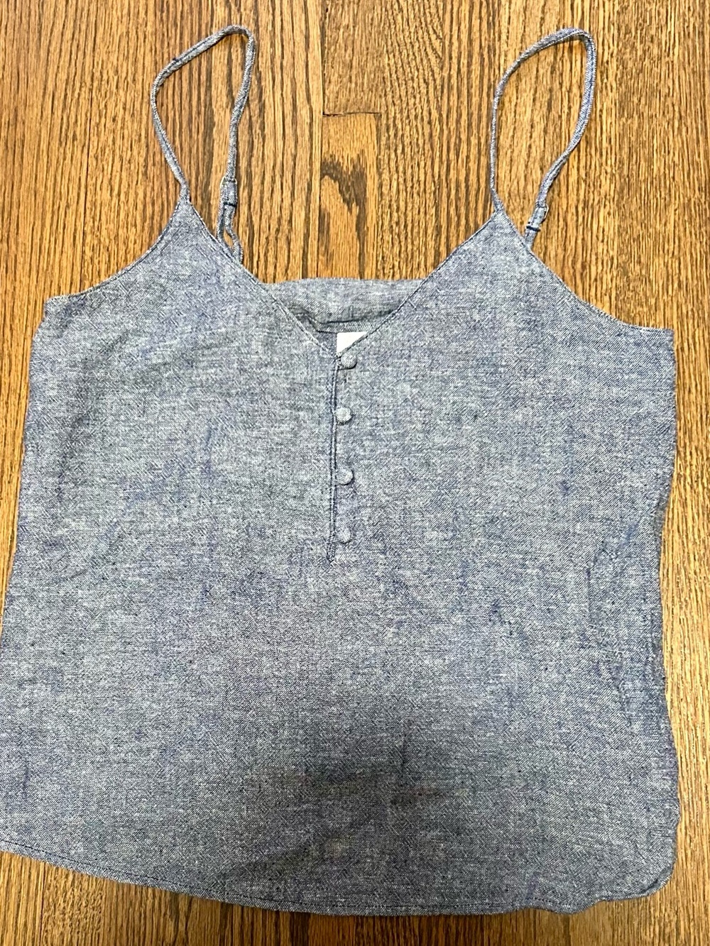 Nordstrom Rack Abound Linen Blend Cami Tank Blue XS Button Front